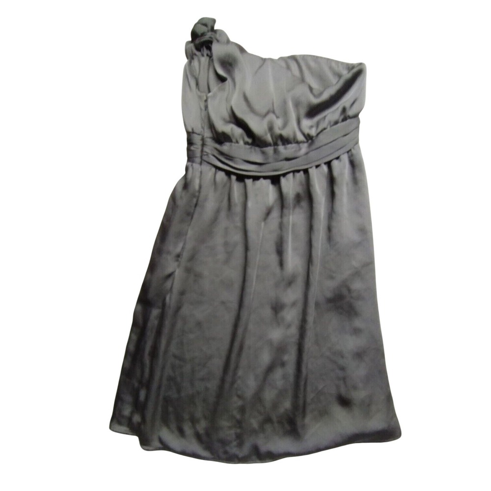 Merona Gray One Shoulder Dress Party‎ Cocktail Ruched Size 4 - Picture 2 of 9